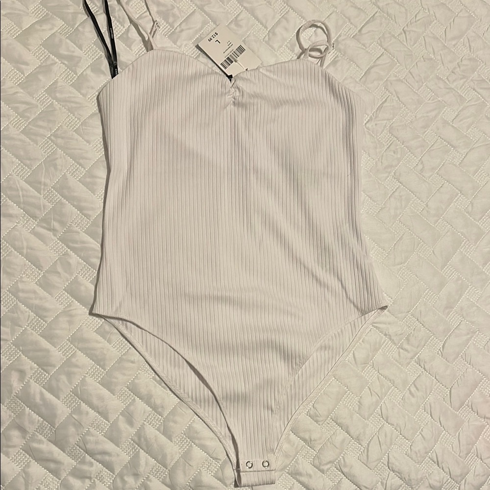 White Ribbed Bodysuit